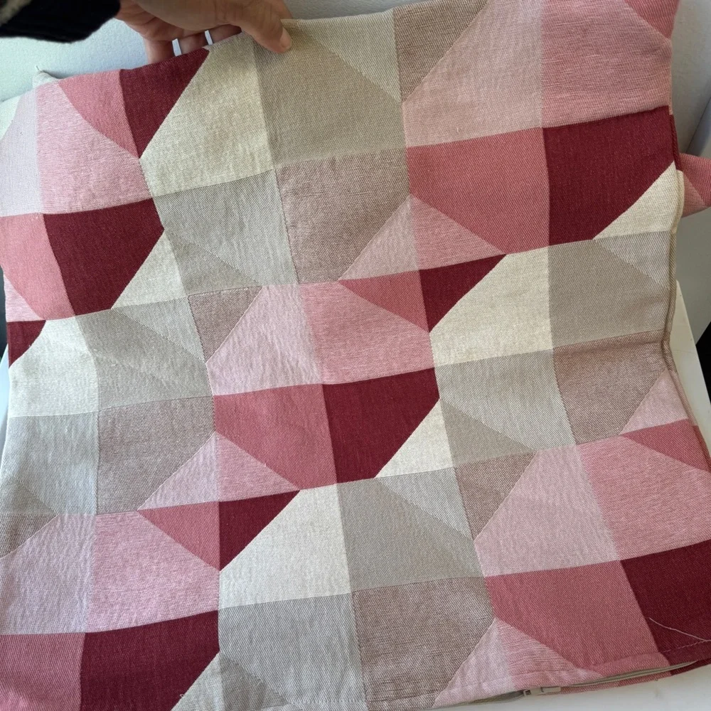 IKEA SVARTHO Pillow Covers 20x20 Geometric Mauve Pink Burgundy Cotton patchwork